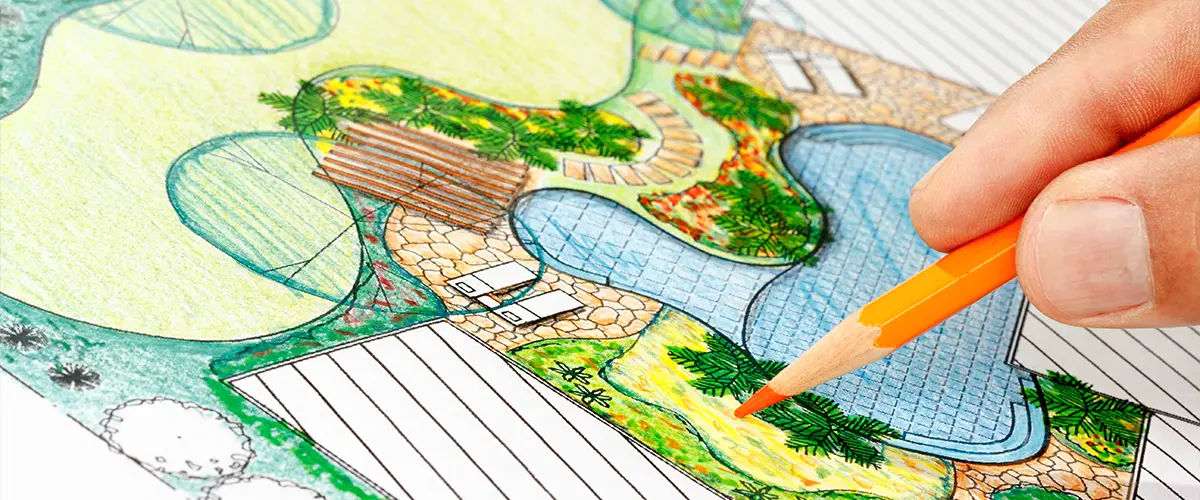 Detailed pool design plan in Plano, for a backyard, showcasing professional outdoor planning.